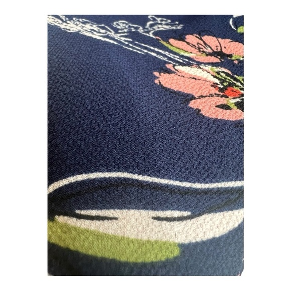 Navy Coral Floral Kenmore Splitneck Popover Blouse by Fun2Fun Stitchfix NWOT - Picture 7 of 16